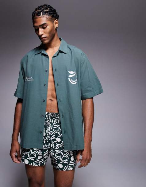 ASOS DESIGN – Kurze Shorts in Dunkelgrün, Kombiteil - view 1