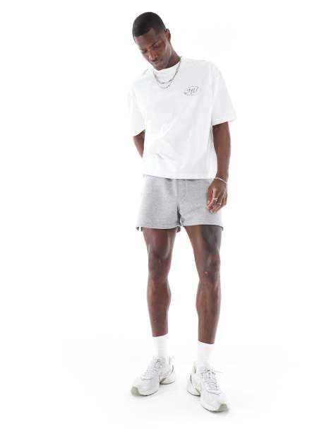 ASOS DESIGN – Kurze Shorts in Grau meliert mit schmalem Schnitt - view 1