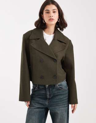 ASOS DESIGN - Kurzer, formeller Trenchcoat in Khaki-Grün