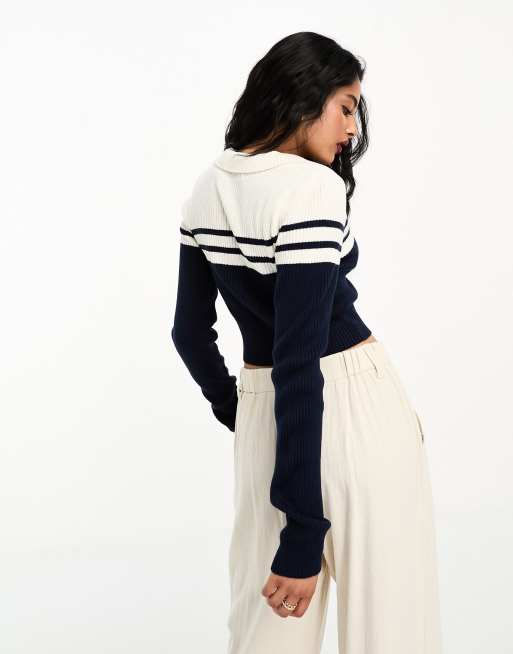ASOS DESIGN – Kurzer, gestreifter Polo-Pullover, 2 von 4