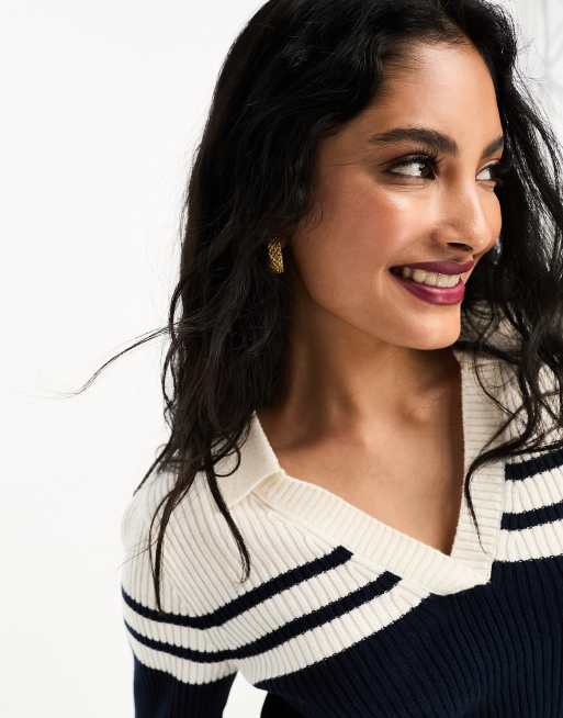 ASOS DESIGN – Kurzer, gestreifter Polo-Pullover, 3 von 4
