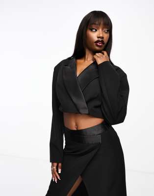 ASOS DESIGN - Kurzer Smoking-Blazer in Schwarz