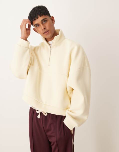 ASOS DESIGN – Kurzer Super-Oversize-Sweatshirt in gebrochenem Weiß mit Stehkragen - view 1