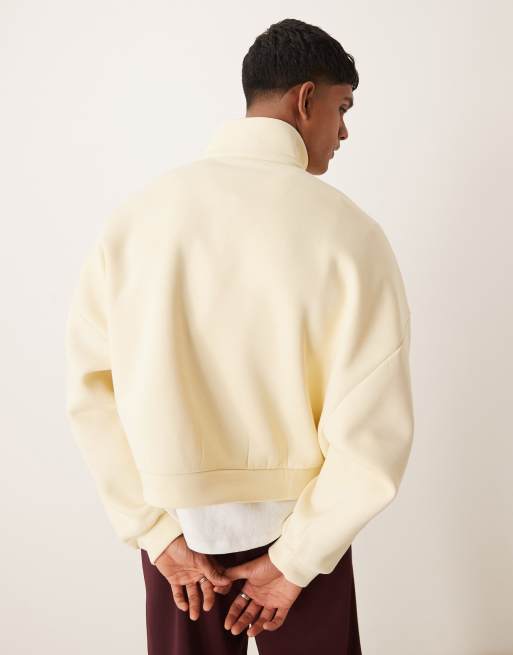 ASOS DESIGN – Kurzer Super-Oversize-Sweatshirt in gebrochenem Weiß mit Stehkragen, 4 von 4
