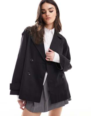 ASOS DESIGN - Kurzer Trenchcoat in Schwarz