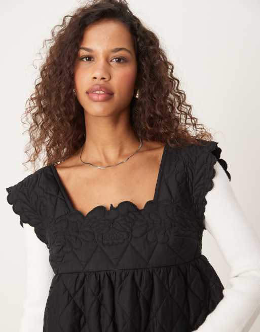 ASOS DESIGN – Kurzes gestepptes Hängerkleid in Schwarz, 3 von 4