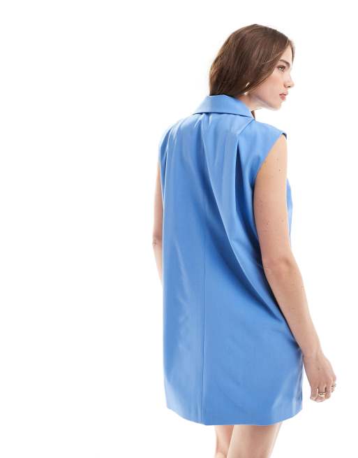 ASOS DESIGN Kurzes Oversize Kleid im Smoking Stil in Hellblau