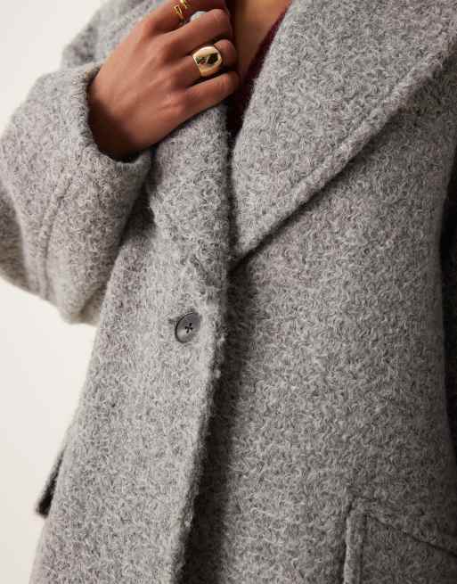 ASOS DESIGN – Kuscheliger Bouclé-Mantel zum Hineinschlüpfen in Grau, 2 von 4