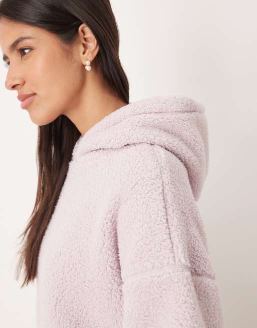 ASOS DESIGN – Kuscheliger Lounge-Kapuzenpullover mit Cropped-Schnitt in Flieder, 2 von 4