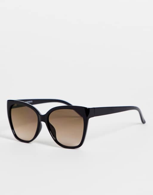 ASOS DESIGN – Kwadratowe okulary przeciwsłoneczne oversize typu kocie oczy w czarnych połyskliwych oprawkach 