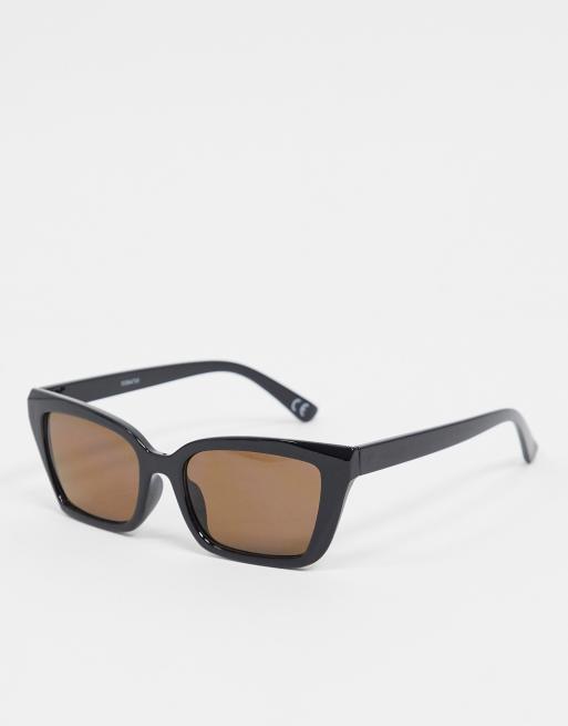 ASOS DESIGN – Kwadratowe okulary przeciwsłoneczne typu kocie oczy w czarnych oprawkach z brązowymi szkłami