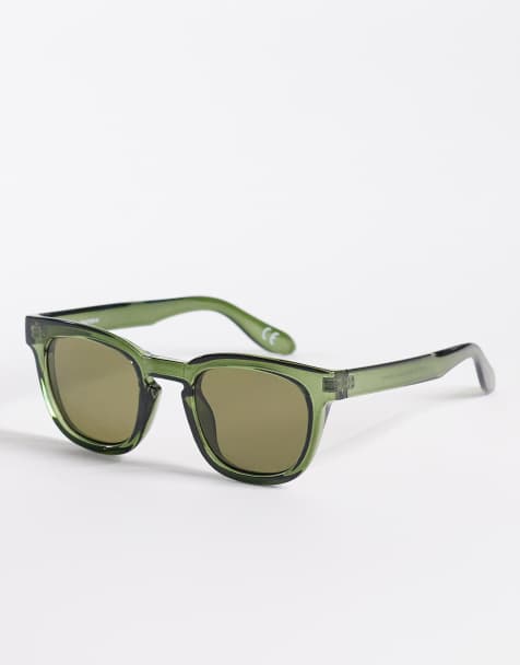 ASOS DESIGN – Kwadratowe okulary przeciwsłoneczne w zielonych przezroczystych oprawkach z zielonymi soczewkami - view 1
