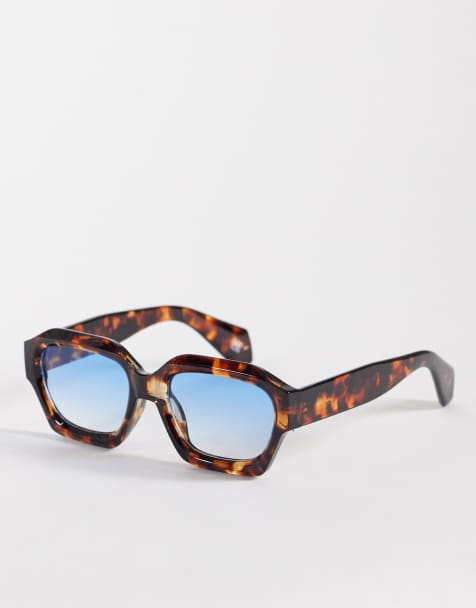 ASOS DESIGN – Kwadratowe okulary przeciwsłoneczne z grubymi oprawkami i niebieskimi soczewkami - view 1