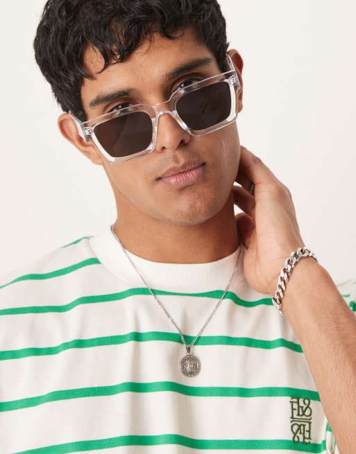 ASOS DESIGN – Kwadratowe okulary przeciwsłoneczne z grubymi przezroczystymi oprawkami i przydymionymi soczewkami