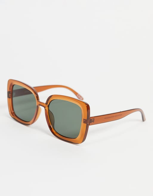 ASOS DESIGN – Kwadratowe, ścięte okulary przeciwsłoneczne oversize w stylu lat 70. z kryształowobrązowymi oprawkami