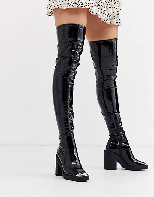 ASOS Damen Schuhe Stiefel Hohe Stiefel Koi The Redemption over the knee platform boots in 