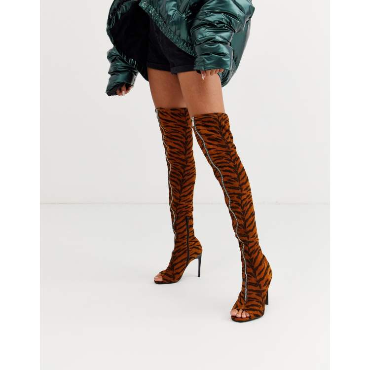 Tiger print thigh high boots sale