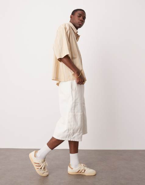 ASOS DESIGN l– Längere Cargo-Jorts in Weiß mit elastischem Bund - view 1