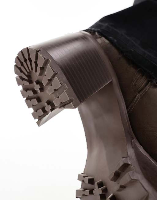 ASOS DESIGN - Laarzen met dikke plateauzool en hak van imitatieleer in bruin, 4 van 4