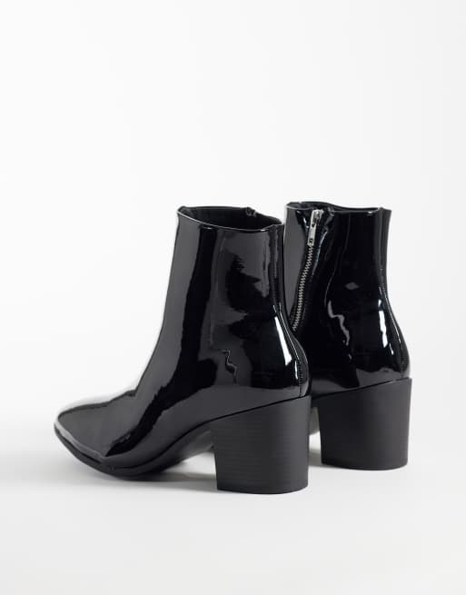 ASOS DESIGN laarzen met hak en rits in zwart lakleer, 4 van 4