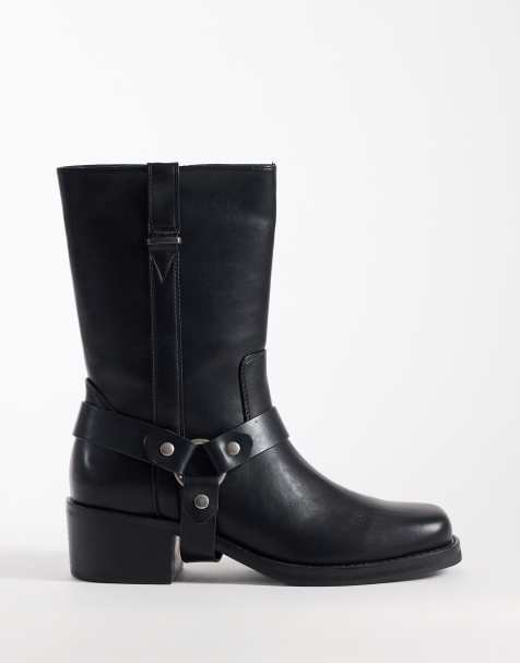 ASOS DESIGN - Laarzen met metalen hardware en afneembare gesp in zwart - view 1