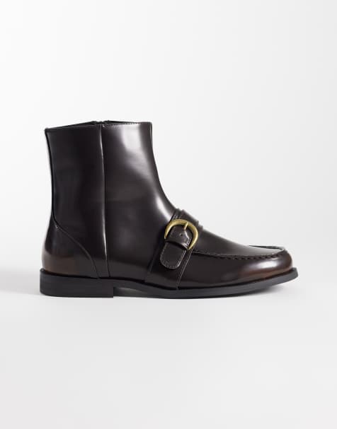 ASOS DESIGN - Laarzen met rits en gesp in bruin - view 1