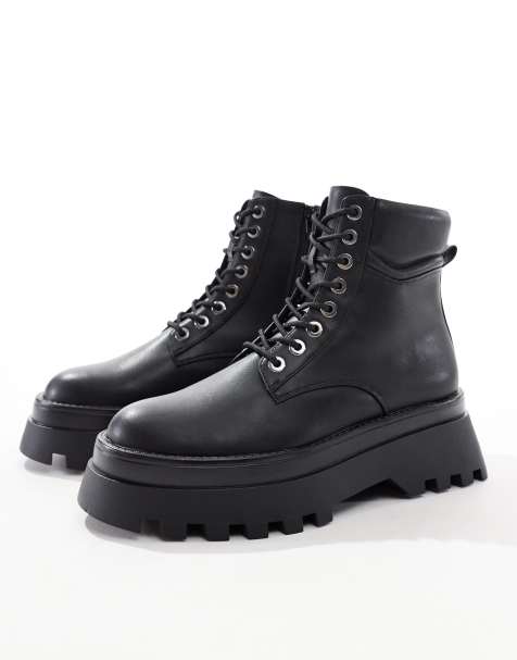 ASOS DESIGN - Laarzen met veters en dikke zool in zwart - view 1
