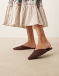 [ASOS DESIGN] ASOS DESIGN Labyrinth cut-out pointed flat mules in burgundy-Red 37 BURGUNDY