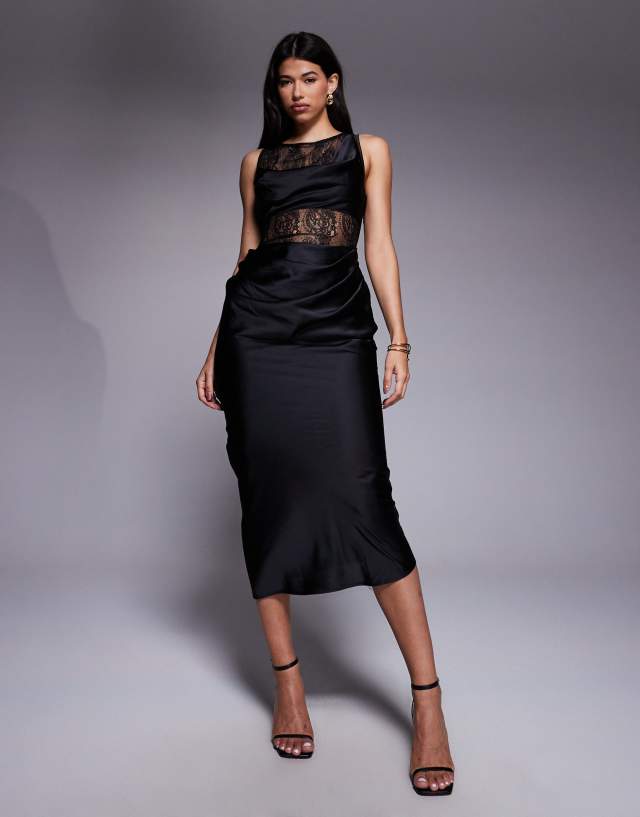 asos black lace midi dress Design - Drape Bias - Women - Polyester - 2 US Glittery Little Black Homecoming Chanel it offers a soft Pick Model:Model 5