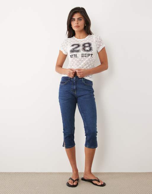 ASOS DESIGN lace baby tee with sports graphic in cream, 3 of 4