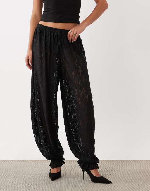 ASOS DESIGN lace balloon pants in black - part of a set, 2 of 5