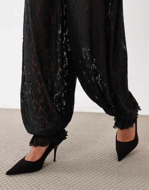 ASOS DESIGN lace balloon pants in black - part of a set, 5 of 5