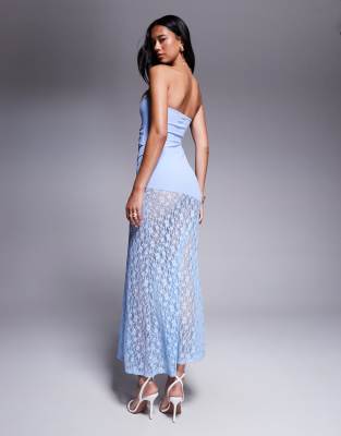 Asos Design Lace Bandeau Maxi Dress With Scarf Neck Detail
