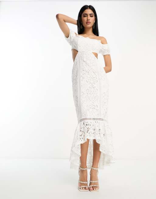 ASOS DESIGN lace frill collar in white