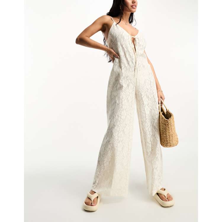 Cream lace jumpsuit