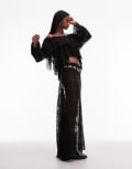 [ASOS DESIGN] ASOS DESIGN lace bias cut panelled maxi skirt in black XS Black