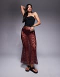 [ASOS DESIGN] ASOS DESIGN lace bias maxi skirt in cherry-Red 14 Cherry