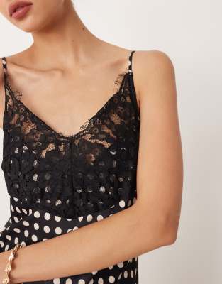 Asos Design Lace Bodice Cami Satin Maxi Dress In Multi