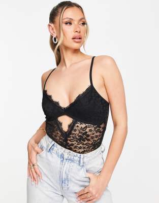 ASOS DESIGN lace bodysuit in black - ASOS Price Checker