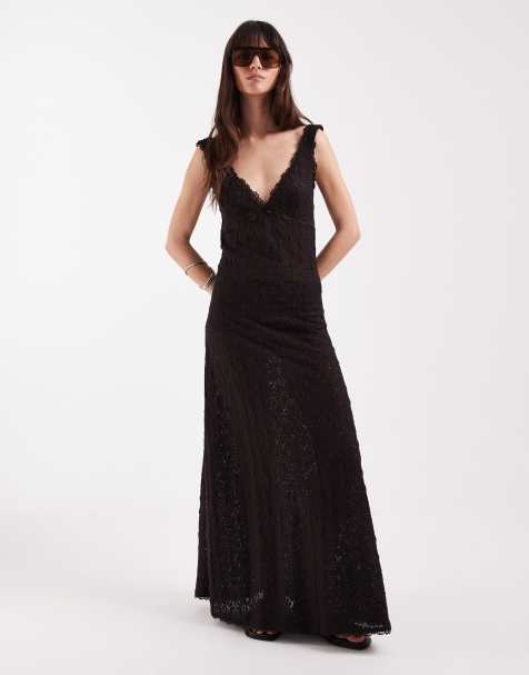 ASOS DESIGN lace cami maxi dress in chocolate - view 1