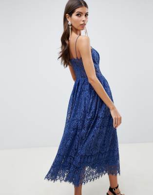 asos design petite lace cami midi prom dress