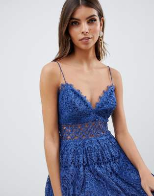 asos design lace cami midi prom dress