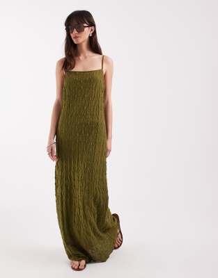 Asos Design Lace Cami Slip Dress In Green