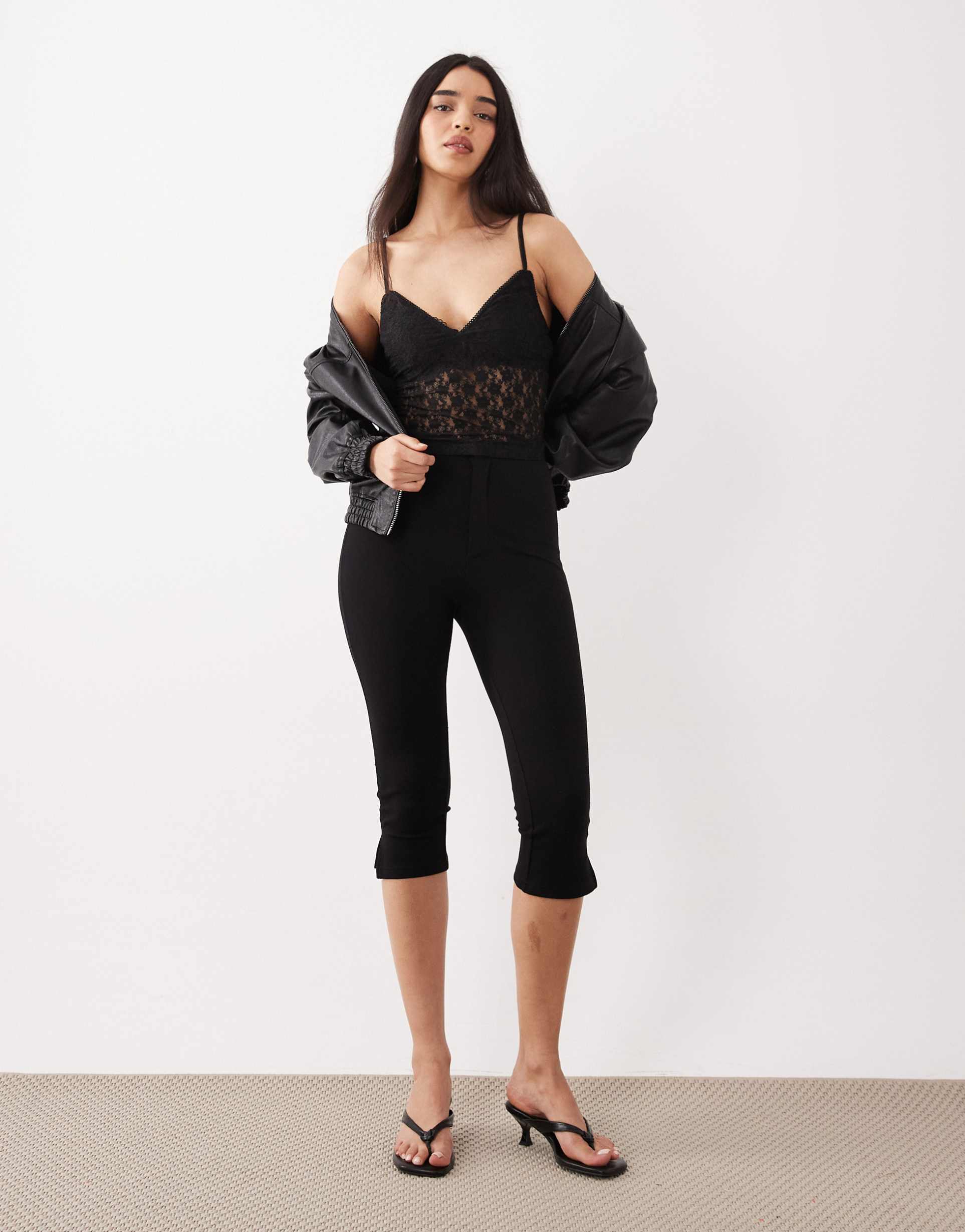 asos design lace cami top in black