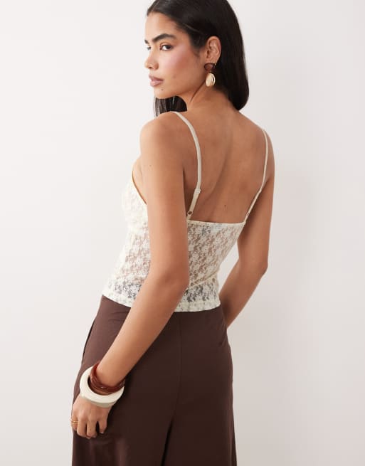 ASOS DESIGN lace cami top in buttermilk, 4 of 4