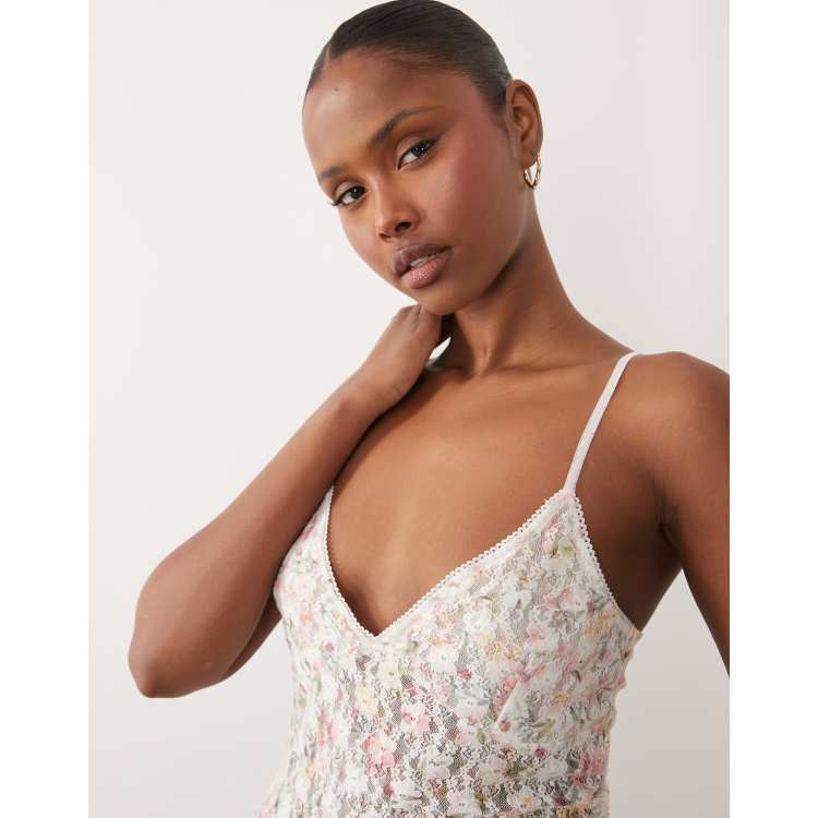 ASOS DESIGN lace cami top in pink floral print | ASOS