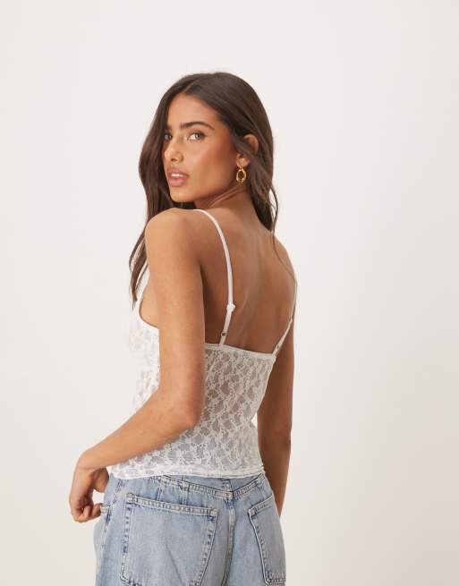 ASOS DESIGN lace cami top in white, 4 of 4