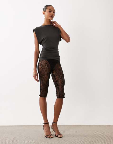 ASOS DESIGN lace capri pant in black - view 1