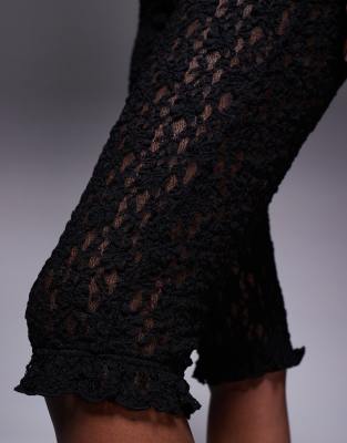 ★ PISCESS★ Lace Frill Capri Pants Black 5008519134 PISCESS Lace Frill Capri Pants - Black | International Store
