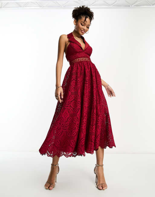 Asos red 2025 lace dress